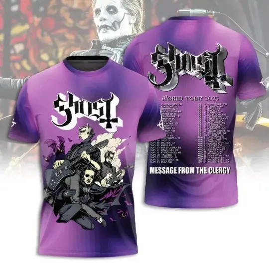 Ghost Band Skeletour World Tour 2025 3D T-Shirt