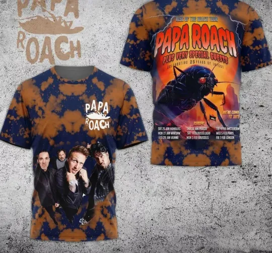 Papa Roach Rise Up The Roach Tour 2025 3D T-Shirt