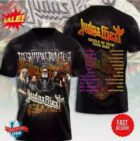 2025 Tour Judas Priest 3D T-Shirt New For Fan