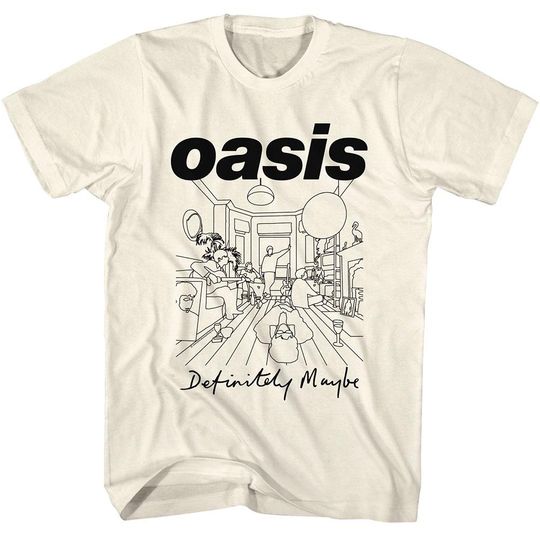 Oasis Definitely Maybe Line Art Room Logo Cream T-Shirt