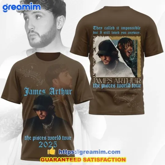 James Arthur The Pisces World Tour 2025 3D Shirt