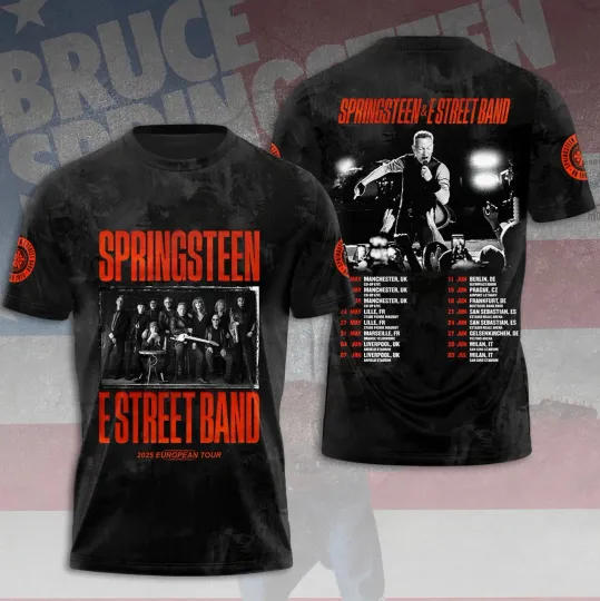 Bruce Springsteen & E Street Band 2025 European Tour 3D T-Shirt