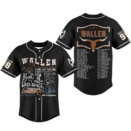 I’m The Problem Tour 2025 Baseball Jersey, Wallen Western Concert 2025 Jersey