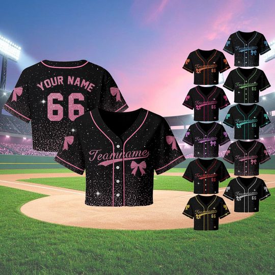 Custom Womens Crop Baseball Jersey Personalized Name Number Crop Tops Girls Team Shirt, Concert Jersey Game Day Commitment Gift For Fans