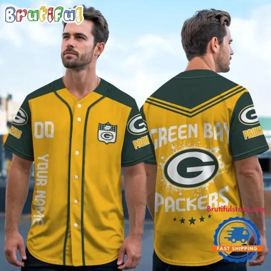 Green Football Bay Team Packerss Personalized Baseball Jersey