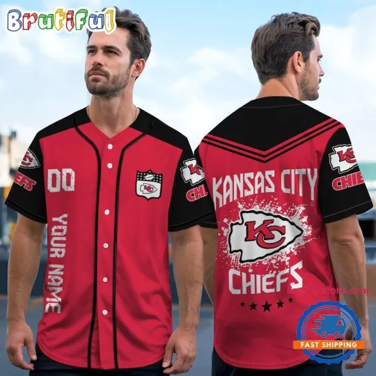 Kansas City Football Team Chiefss Personalized Baseball Jersey