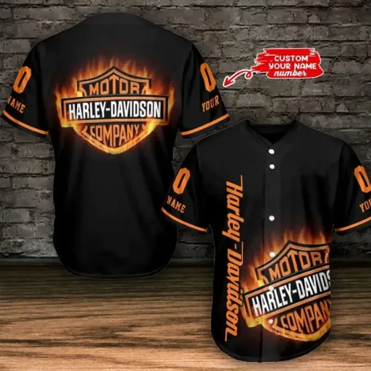 Harley Motor Davidsonn Casual Button Baseball Jersey