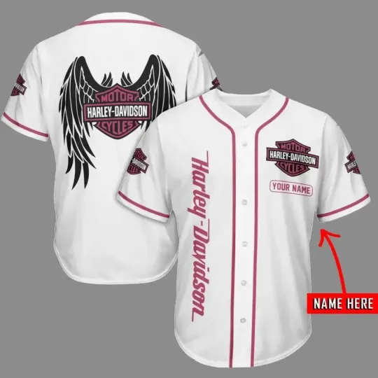 Harley Motor Davidsonn Casual Button Baseball Jersey