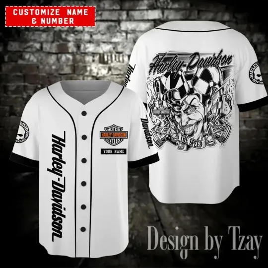 Harley Motor Davidsonn Casual Button Baseball Jersey
