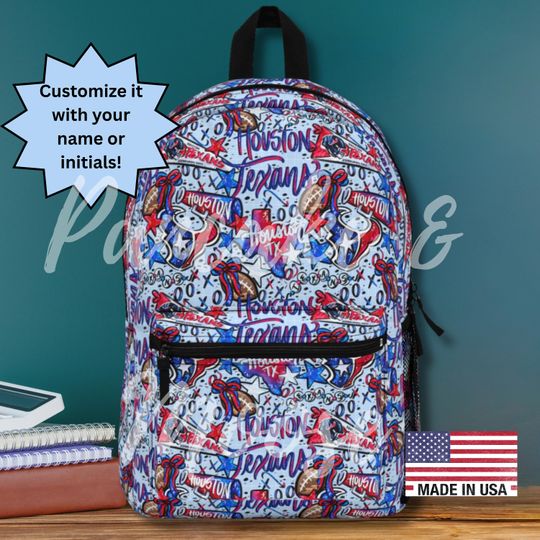 Houston Football Fan Backpack -  Red, White & Blue Game Day Style