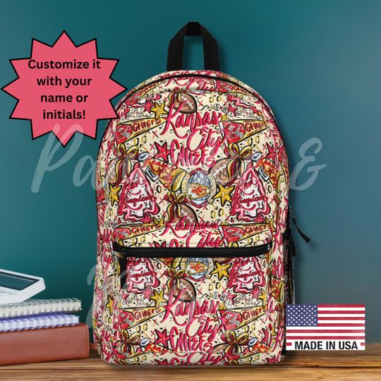 Kansas City Football Backpack  -Hand-Drawn Cheer-Inspired Design