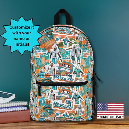 Miami Football Fan Backpack - Dolphin Inspired School Bag for Game Day, Tailgating & Sports Travel
