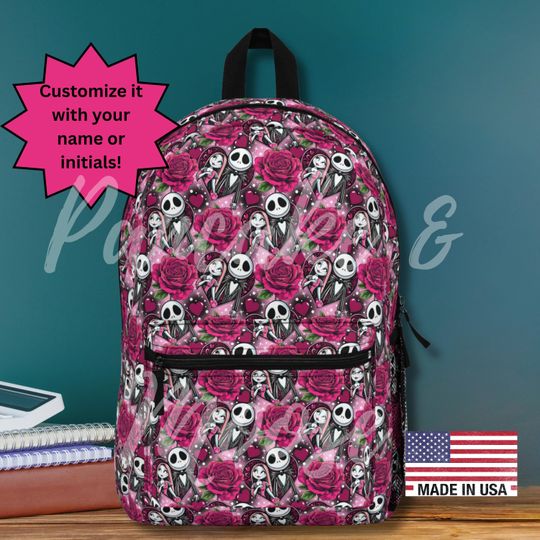 Jack Loves Sally Nightmare Backpack - Pink Alt Spooky Couple School Bag