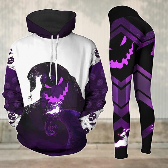 Oogie Boogie Hoodie Legging, Nightmare Before Christmas Costume, Purple Halloween Tracksuit, Spooky Couple Outfit