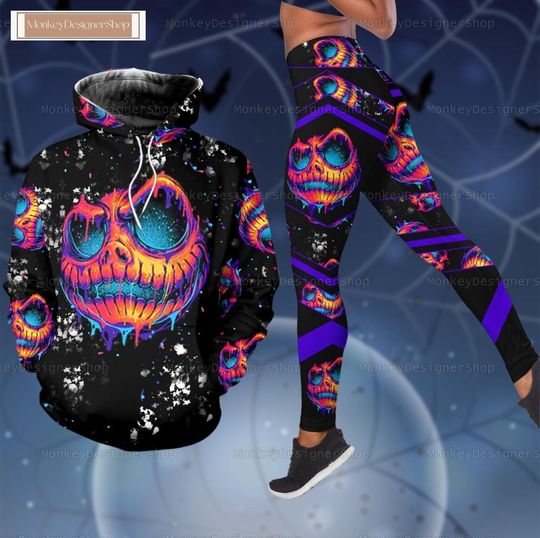 Halloween Skellington Hoodie Legging Set, Jack And Sally Legging, Nightmare Before Christmas, Horror Character Combo Shirt Pants