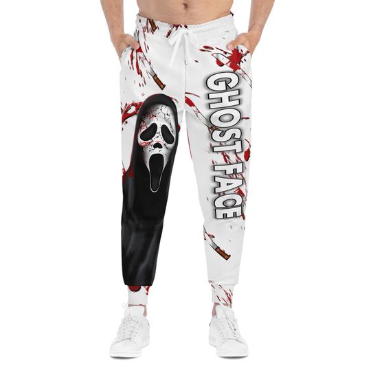Scream Masked Killer Halloween joggers: Channel Chilling Horror Vibes with This Iconic, Spooky Design for the Ultimate Halloween Look
