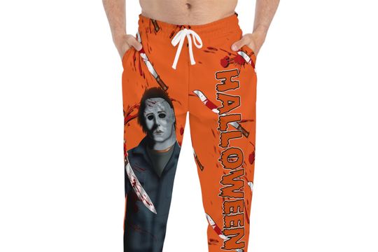 Unisex Silent Terror: Unveil the Midnight Slasher's Menacing Halloween Joggers Perfect for Adding Fear to Your Spooky Wardrobe this October