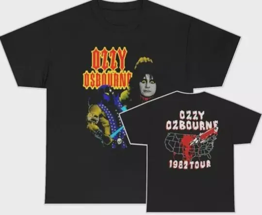 Vintage Graphic 80'S Ozzy Osbourne Executioner Tour 1982 2 Sides T-Shirt