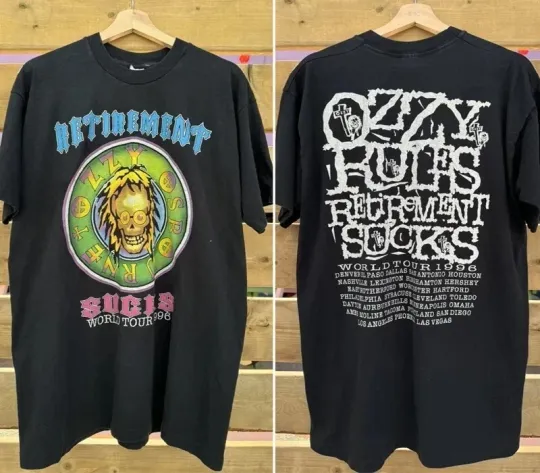 1996 Ozzy Osbourne Retirement Sucks Tour T-Shirt 2 side tee