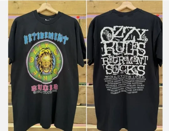 1996 Ozzy Osbourne Retirement Sucks Tour T-Shirt 2 side tee