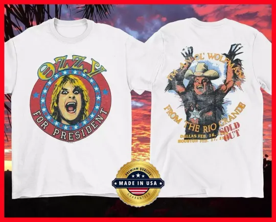 VTG Ozzy Osbourne for President White T-Shirt Unisex 2 SIDES