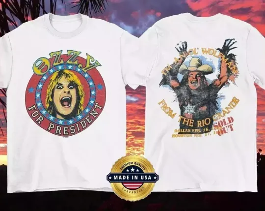 VTG Ozzy Osbourne for President White T-Shirt Unisex 2 SIDES