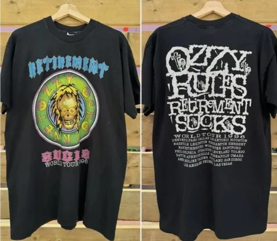 1996 Ozzy Osbourne Retirement Sucks Tour T-Shirt 2 side tee