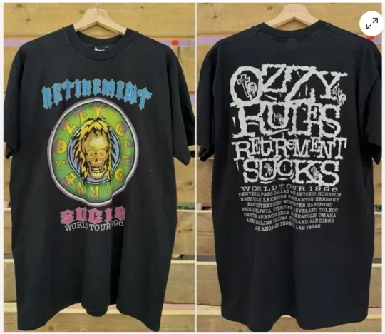 1996 Ozzy Osbourne Retirement Sucks Tour T-Shirt 2 side tee