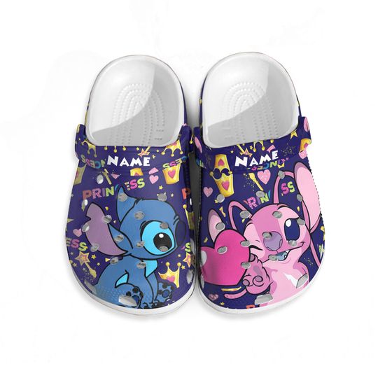 Personalized Stitch Angel Kiss , Custom Stitch Kiss Love Disney Clogs