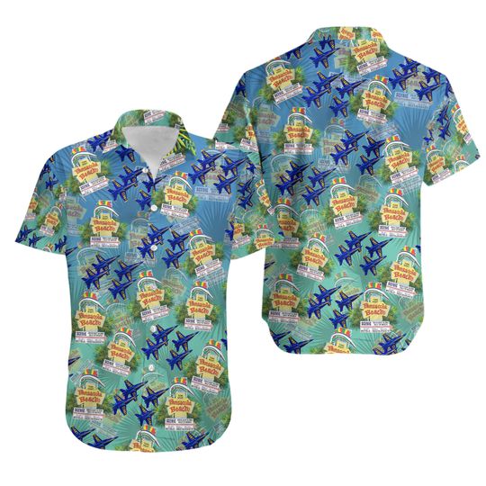 US Navy Blue Angels Pensacola Beach Sign Hawaiian Shirt