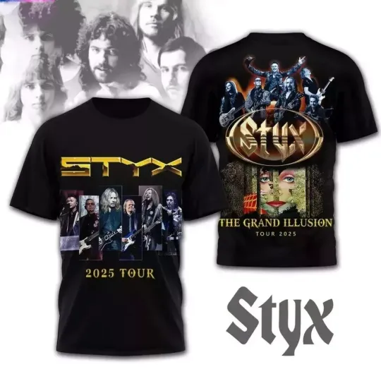Styxs BAND The Grand Illusion Tour 2025 3D T-Shirt