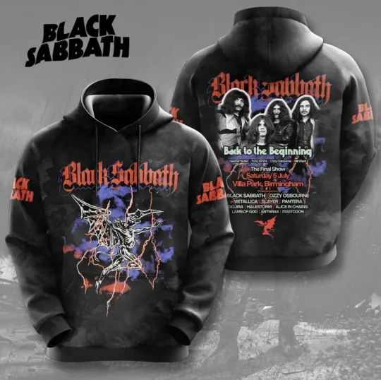 2025 Black Sabbath Tour 3D Hoodie Back to the Beginning Pullover Fan Gift