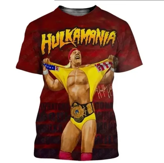 Hulk Hogan 3D T-Shirt Collage Short Sleeve Black