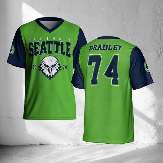 Custom Seattle Name And Number Football Jersey, Seattle Team Shirt, Personalized Game Day Gift, Sports Fan Jersey, Seattle Jersey