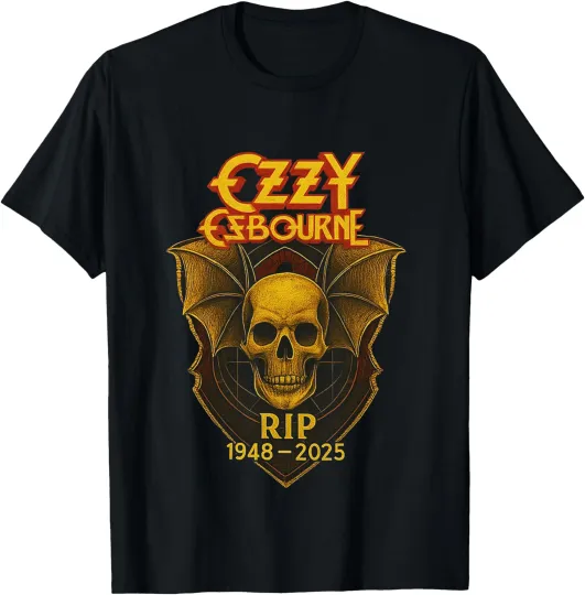 Ozzy Osbourne RIP Memorial T-Shirt, 1948–2025 Skull Bat Wings Tribute Rock Shirt
