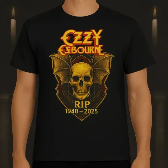 Ozzy Osbourne RIP Memorial Shirt 1948–2025 Skull Bat Wings Tribute Rock T- Shirt