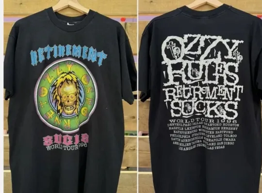 1996 Ozzy Osbourne Retirement Sucks Tour T-Shirt 2 side tee reprint