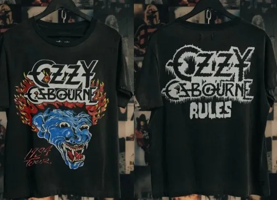 RIP OZZY OSBOURNE tour 1984 concert short sleeve black 2 side shirt KV38074