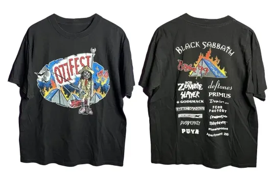 Ozzfest 1999 T-Shirt Ozzy Osbourne short sleeve black 2 side shirt KV38230