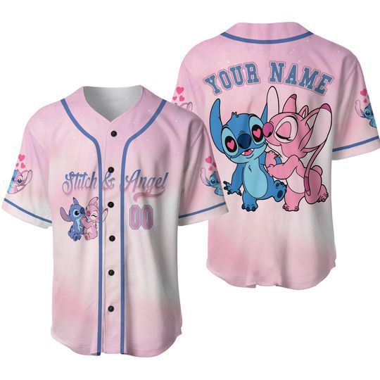 Custom Stitch And Angel Baseball Jersey, Couple Matching Baseball Jersey
