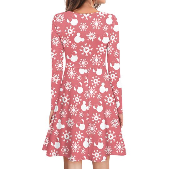 Mickey Christmas Winter Dress , Long Sleeve Disney Party Dress