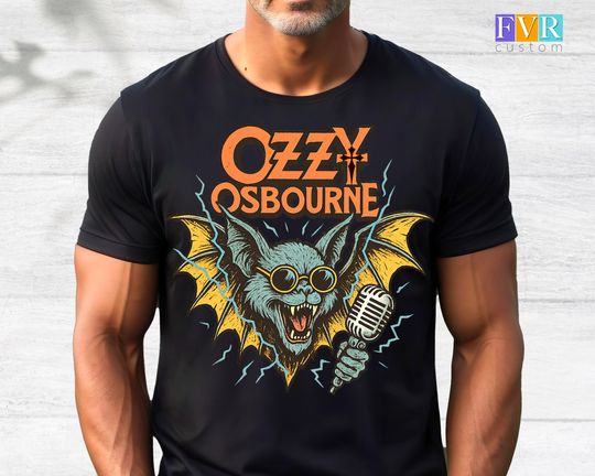 Ozzy Osbourne  Shirt  Retro Rock T-Shirt with Vintage Vampire Bat & Mic  Classic Metal Music Fan Tee  Rock Legend Gift - Dark Prince