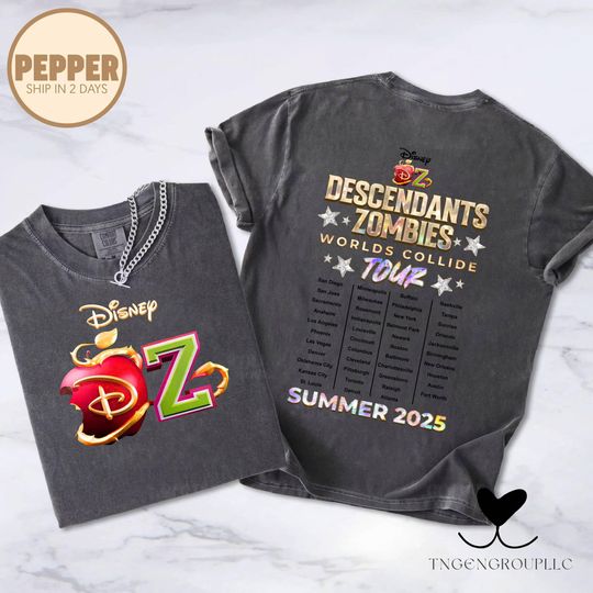 Descendants Zombies Tour Shirt, Descendants x Zombies Worlds Collide Tee, Summer 2025 Concert T-Shirt, DisneyChannel Fan Gift