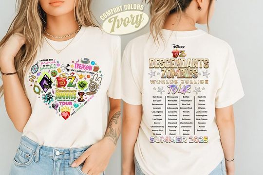Descendants Zombies Worlds Collide Tour Shirt, Zombies 4 Dawn Of The Vampires, The Rise Of Red, Summer Music Festival 2025