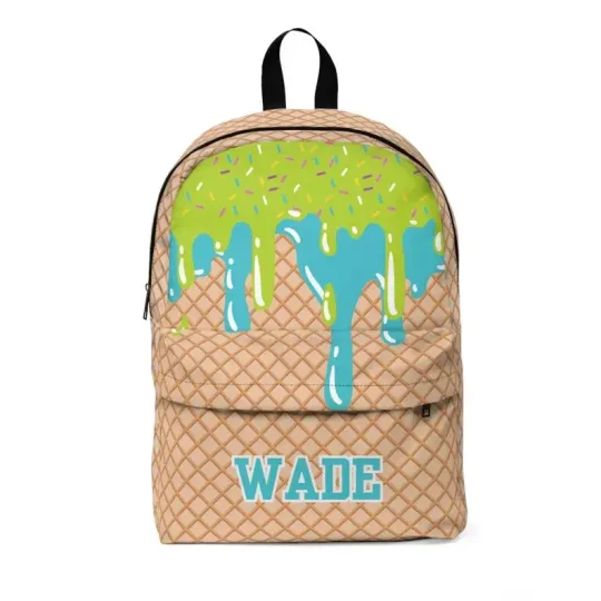 Personalized Sports Drip Backpack, Ice Cream Drip, Back to School Name Backpack