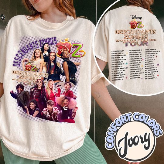 Descendants Zombies World Tour 2-Sided Shirt, Disney Zombies 4 Girls Tee, The Rise of Red Characters,Epcot Summer Music Festival 2025 Outfit