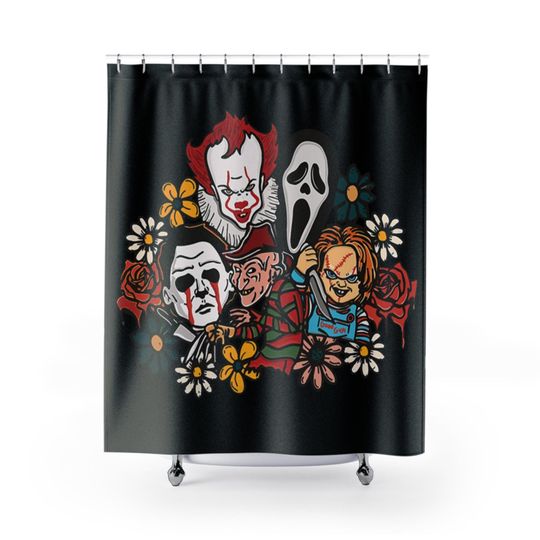 Horror-Themed Shower Curtain, Halloween Bathroom Decor, Spooky Shower Curtain, Horror Movie Design