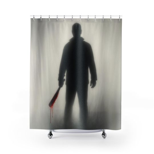Spooky Shadow Shower Curtain Halloween Bathroom Decor Creepy Horror Themed Bathroom Accessory