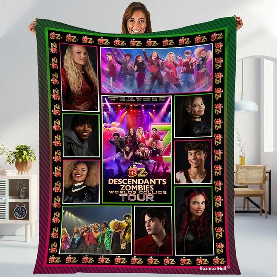 Disneyland Descendants Fleece Blanket, Zombies Worlds Collide Tour Blanket, Dawn Of The Vampires Blanket, The Rise Of Red Blanket, Summer Music Festival Blanket