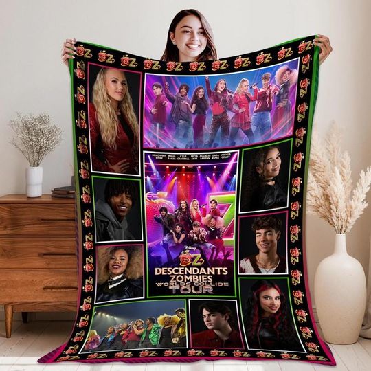 Descendants Zombies World Collide Tour Fleece Blanket, Descendants Rise of Red Blanket, Zombies 4 Blanket, World Collide Summer Music Gift